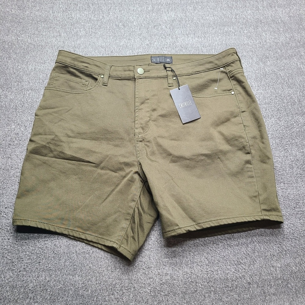 Caliville Twill Shorts Mens‎ XXL Olive Green NEW Stretch Cotton Blend 3115